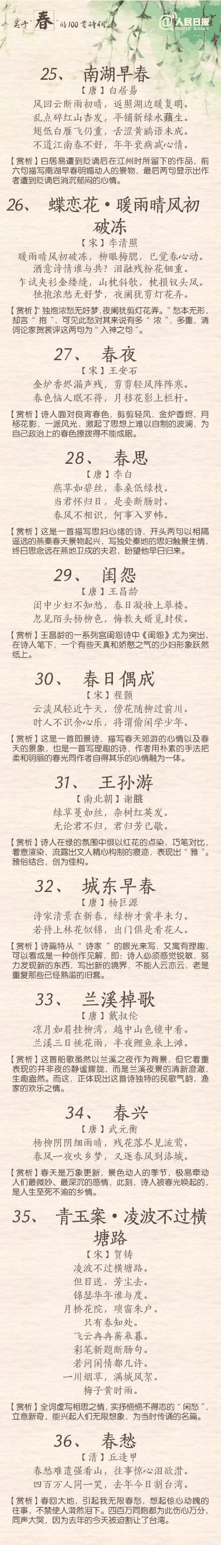 人民日報：100首春天唯美經(jīng)典詩詞，為孩子收藏！
