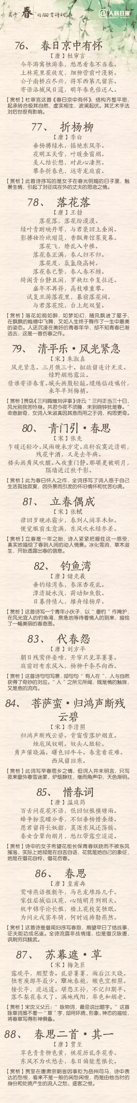 人民日報：100首春天唯美經(jīng)典詩詞，為孩子收藏！