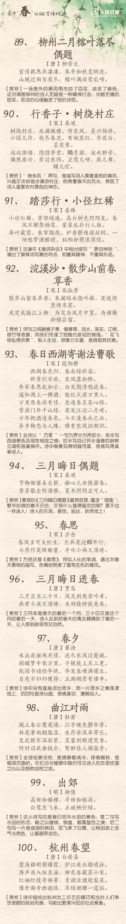 人民日報：100首春天唯美經(jīng)典詩詞，為孩子收藏！