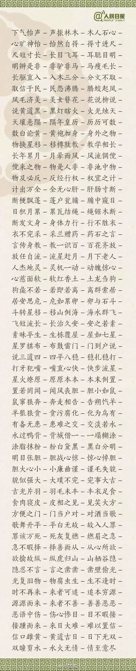 ?1500個(gè)成語(yǔ)接龍，貼在墻上，和孩子常玩，語(yǔ)文成績(jī)想不好都難！