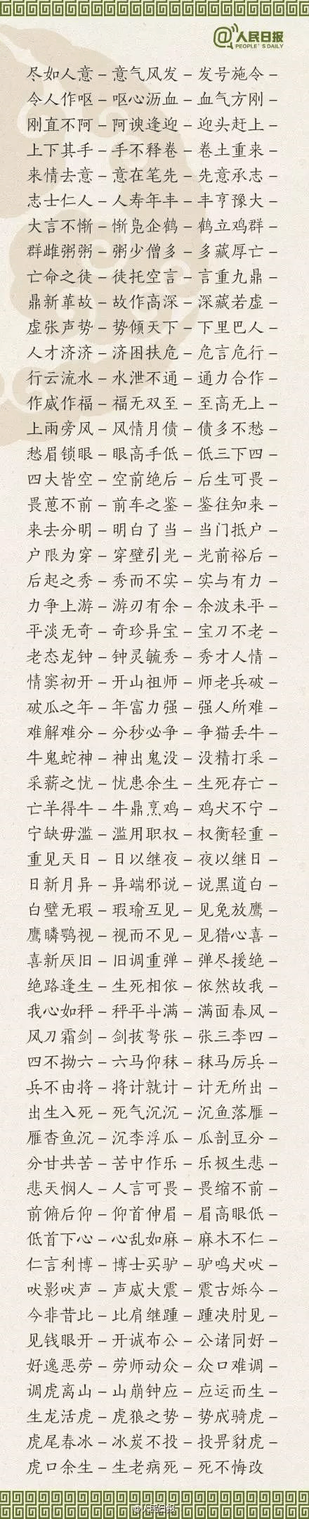 ?1500個(gè)成語(yǔ)接龍，貼在墻上，和孩子常玩，語(yǔ)文成績(jī)想不好都難！