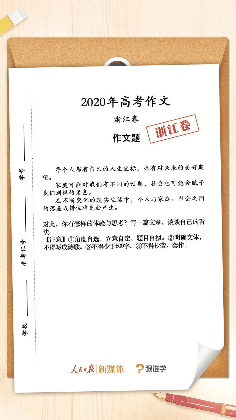 來了！2020年高考作文題匯總，你會怎么寫？
