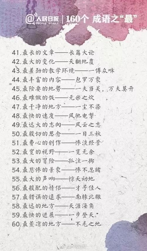 人民日?qǐng)?bào)整理的160個(gè)成語(yǔ)之最，有趣好玩?。ㄊ詹仄饋?lái)）