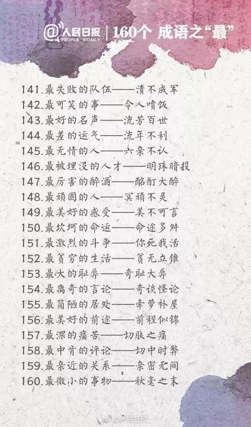 人民日?qǐng)?bào)整理的160個(gè)成語(yǔ)之最，有趣好玩?。ㄊ詹仄饋?lái)）